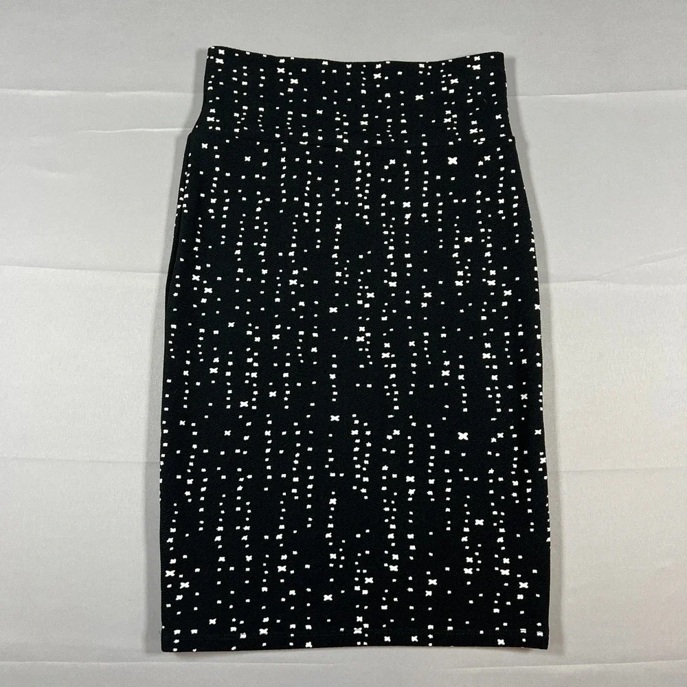 Lularoe Cassie Pencil Skirt Womens XS Black White Geometric Print Office Wear